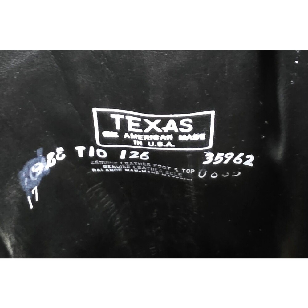 Vintage Texas Cowboy Boots Mens 9 EE USA Made Black Ivory Leather Western - Picture 2 of 15